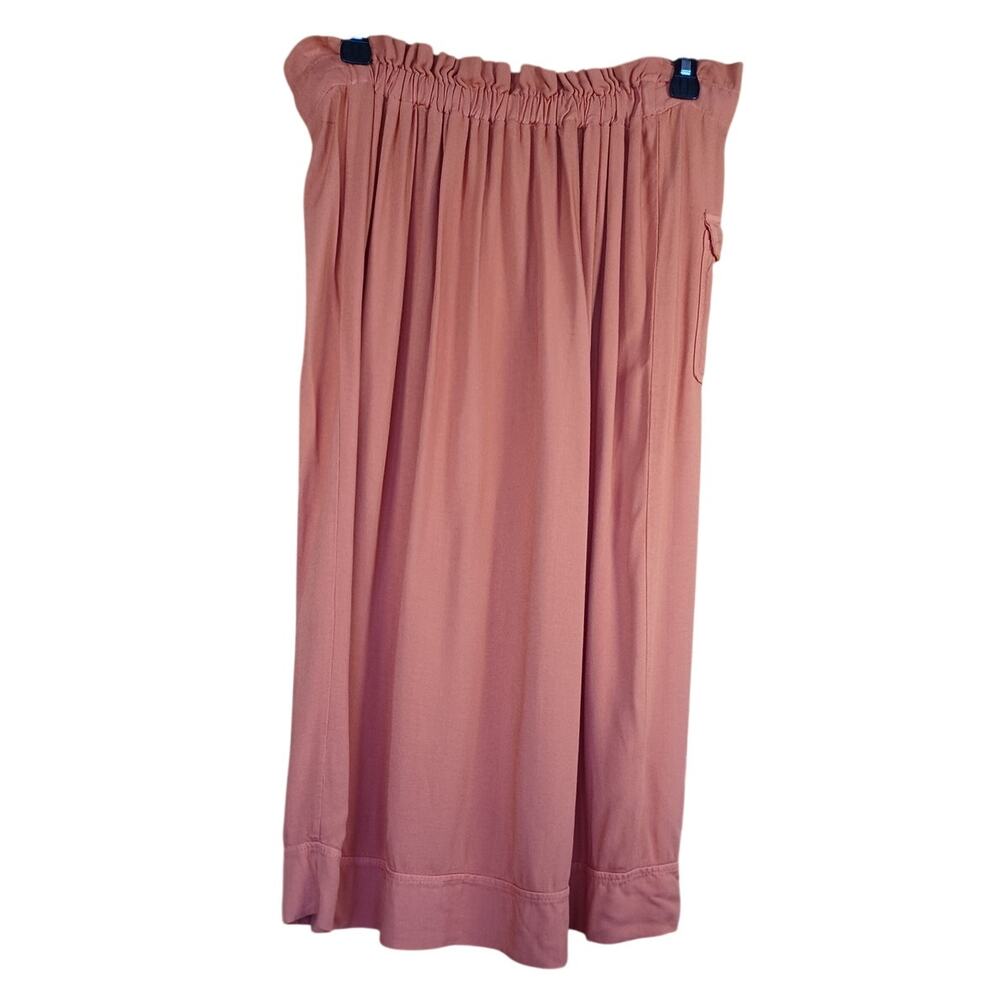Women’s Terracotta Button-Front Utility Midi Skirt with Pockets and Tie Waist - Picture 5 of 8